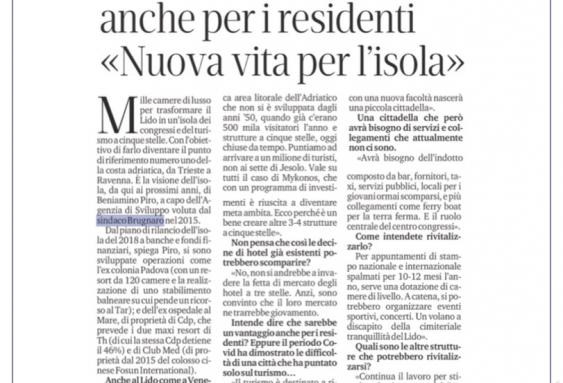 Beniamino Piro, a capo dell'Agenzia Sviluppo voluta dal Sindaco di Venezia, spiega le strategie per rilanciare le aree abbandonate del Lido di Venezia da più di 50 anni.